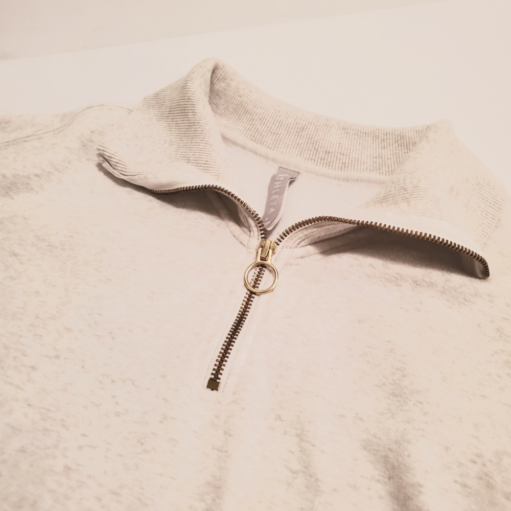 Athleta Cozy Karma 1/4 zip cream sweatshirt small - Picture 3 of 4